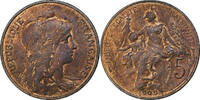 France 5 Centimes Dupuis, Paris, Bronze, Gadoury:165, KM:842 -