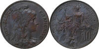 France 10 Centimes Dupuis, Paris, Bronze, Gadoury:277, KM:843 -