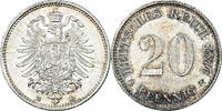 GERMANY - EMPIRE 20 Pfennig Coin, Wilhelm I, Dresde, Silver -