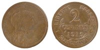 France 2 Centimes Coin, Dupuis, Paris, Bronze, Gadoury:107 -