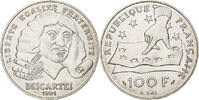 France 100 Francs Coin, Descartes, Paris, Silver, KM:996 -