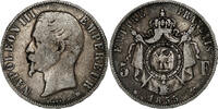 France 5 Francs Napoleon III, Napoléon III, Strasbourg, Silver -
