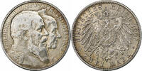 German States 2 Mark BADEN, Friedrich I, Silver, KM:276 -