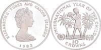 TURKS & CAICOS ISLANDS 10 Crowns Coin, Elizabeth II, British Royal Mint -
