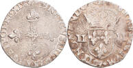 France 1/4 d'écu à la croix de face Coin, Henri III, Rennes -