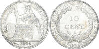 FRENCH INDO-CHINA 10 Cents Coin, Paris, Variety, Silver -