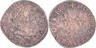 France Double Tournois Coin, Henri III, Poitiers, Copper -