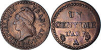 France Centime Coin, Dupré, Paris, Copper, KM:646 -
