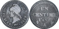 France Centime Coin, Dupré, Paris, Copper, KM:646 -