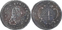 ITALIAN STATES 4 Cavalli Coin, Charles III, Naples, Copper -