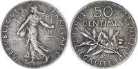 France 50 Centimes Semeuse, Paris, Flan mat, Silver, KM:854 -
