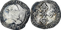 France 1/2 Franc au col plat Henri III, Troyes, Silver -