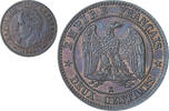 France 2 Centimes Napoleon III, Bordeaux, Bronze, KM:796.6 -
