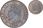 France 2 Centimes Napoleon III, Bordeaux, Bronze, KM:796.6 -