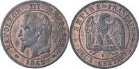 France 2 Centimes Napoleon III, Bordeaux, Bronze, KM:796.6 -