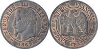 France 2 Centimes Napoleon III, Bordeaux, Bronze, KM:796.6 -