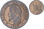 France 2 Centimes Napoleon III, Bordeaux, Bronze, KM:796.6 -