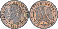 France 2 Centimes Napoleon III, Bordeaux, Bronze, KM:796.6 -