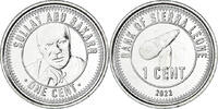 Sierra Leone Cent Coin, Sullay Abu Bakarr, Acier plaqué nickel -