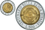 Italy 500 Lire Coin, Rome, Bi-Metallic, KM:160 -
