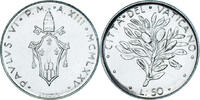 VATICAN CITY 50 Lire Coin, Paul VI, Stainless Steel, KM:129 -