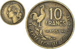 France 10 Francs Coin, Guiraud, Paris, Aluminum-Bronze -