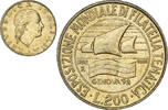 Italy 200 Lire Coin, Rome, Bronzital, KM:151 -