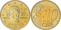 Greece 10 Euro Cent Athens, Brass, KM:184 -