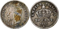 France 20 Centimes Coin, Napoleon III, Strasbourg, Silver -