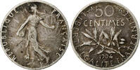 France 50 Centimes Semeuse, Paris, Silver, KM:854 -