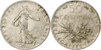 France 50 Centimes Semeuse, Paris, Silver, KM:854 -