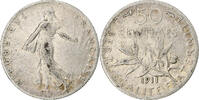 France 50 Centimes Semeuse, Paris, Silver, KM:854 -