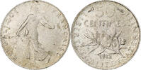 France 50 Centimes Semeuse, Paris, Silver, KM:854 -