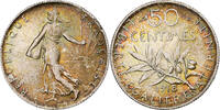 France 50 Centimes Semeuse, Paris, Silver, KM:854, Le -