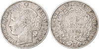 France 50 Centimes Cérès, Paris, Silver, KM:834.1 -