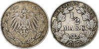GERMANY - EMPIRE 1/2 Mark Hamburg, Silver, KM:17 -