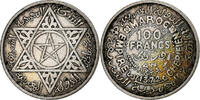 Morocco 100 Francs Mohammed V, Paris, Silver, KM:52 -