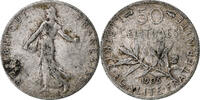 France 50 Centimes Semeuse, Paris, Silver, Gadoury:420, Le -