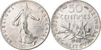 France 50 Centimes Semeuse, Silver, Gadoury:420, KM:854 -