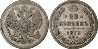 Russia 20 Kopeks Nicholas II, Saint Petersburg, Silver -