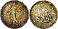 France 50 Centimes Semeuse, Paris, Silver, KM:854 -