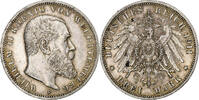 German States 3 Mark WURTTEMBERG, Wilhelm II, Freudenstadt, Silver -