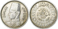 Egypt 2 Piastres Farouk, British Royal Mint, Silver -