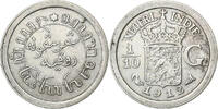 Dutch East Indies 1/10 Gulden NETHERLANDS EAST INDIES, Wilhelmina I, Utrecht, Silver -