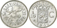 Dutch East Indies 1/10 Gulden NETHERLANDS EAST INDIES, Wilhelmina I, San Francisco, Silver -