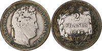 France 2 Francs Louis-Philippe, Rouen, Silver, KM:743.2 -