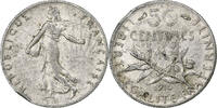 France 50 Centimes Paris, error clipped planchet, Silver -