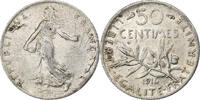 France 50 Centimes Paris, Error straight clip, Silver -