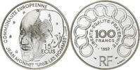 France 100 Francs-15 Ecus Jean Monnet, Paris, BE, Silver -