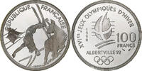 France 100 Francs Albertville 1992, Paris, OLYMPIC GAMES, Silver -